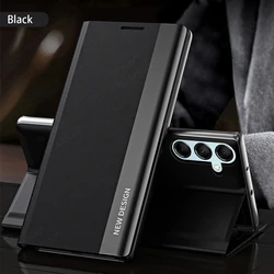 Premium Magnetic Leather Stand Flip Phone Case with Plating Design for A33 5G (Black)