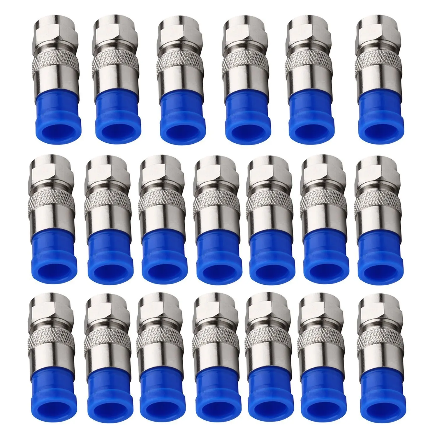 10Pcs RG6 Compression Connectors Waterproof Connection F Compression Connector Coax Cable Coaxial Compression Tool