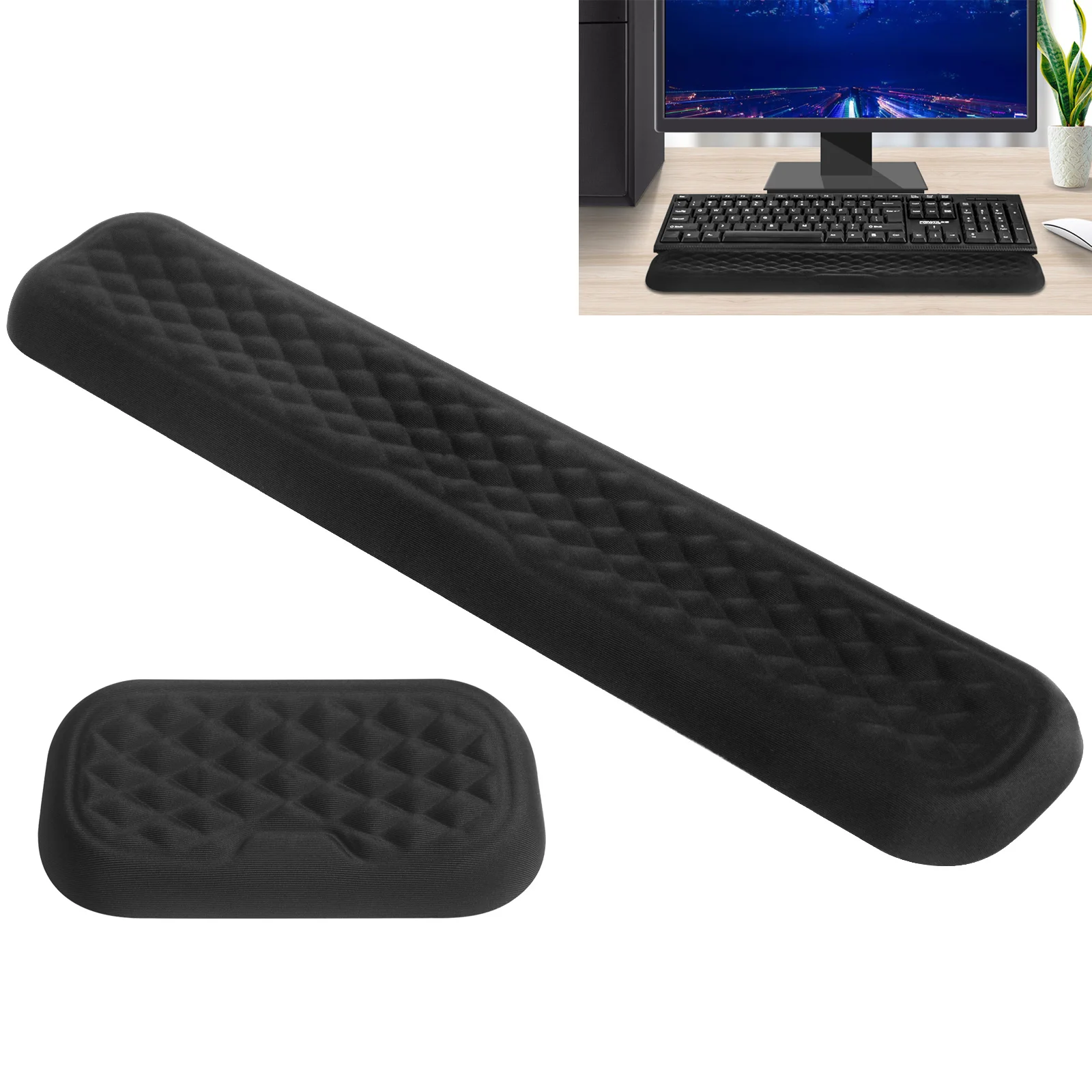 

Keyboard Mouse Pad Non-Slip Wrist Rest Keyboad Pad Ergonomic Mechanical Mousepad Memory Foam PC Gamer Mice Set For Office Gaming