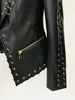 HIGH QUALITY Newest Fashion 2024 Designer Jacket Women's Rope Lacing Up Slim Fitting Leather Blazer 6