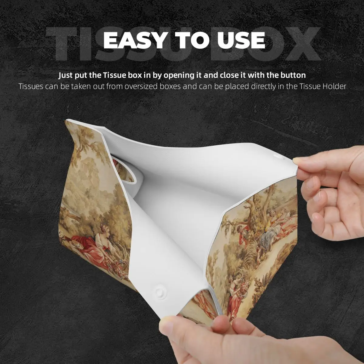 Custom Aubusson Tapestry French Tissue Box Cover Rectangular PU Leather European Floral Flowers Facial Tissues Holder for Car 4
