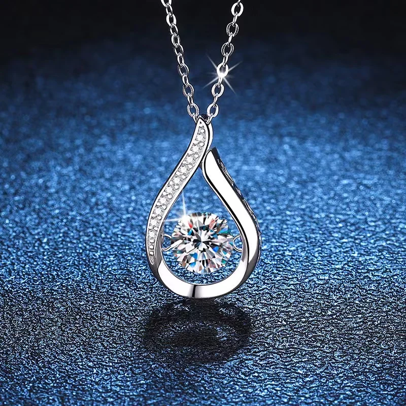 

1ct D Color VVS Moissanite Water Drop Pendant Necklace S925 Silver Moissanita Diamond Charm Necklace Platinum Finsh Ins Jewelry