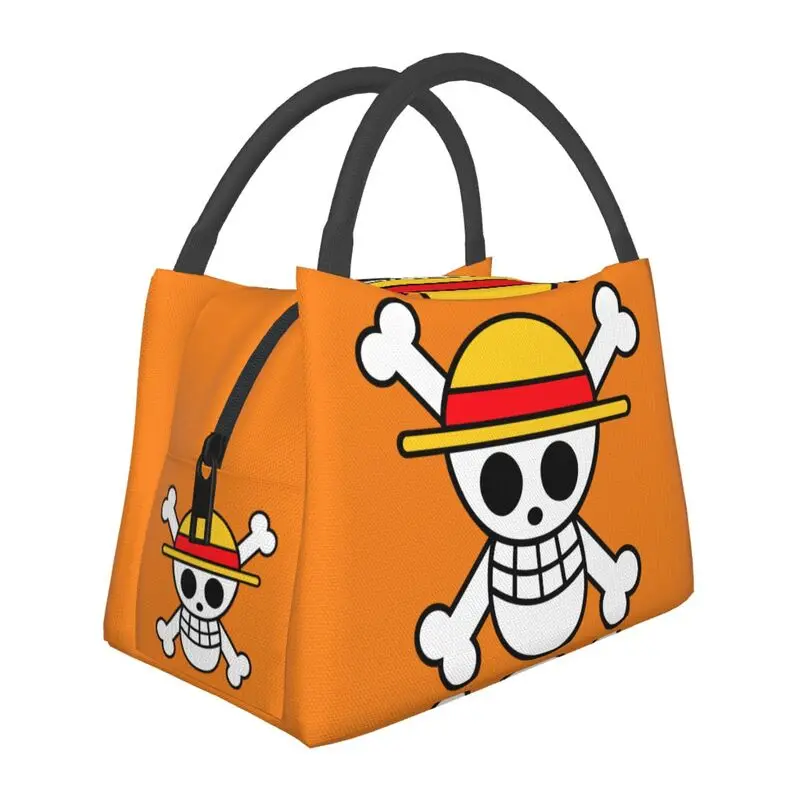 

One Pieces Team Luffy Thermal Insulated Lunch Bags Straw Hat Pirates Skull Lunch Tote for Office Outdoor Storage Meal Food Box