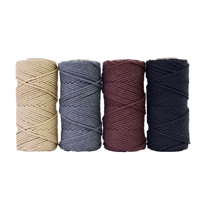 4mmx110yards 100% Cotton Cord Colorful Rope Beige Twisted Craft Macrame String DIY Wedding Home Textile Decorative supply