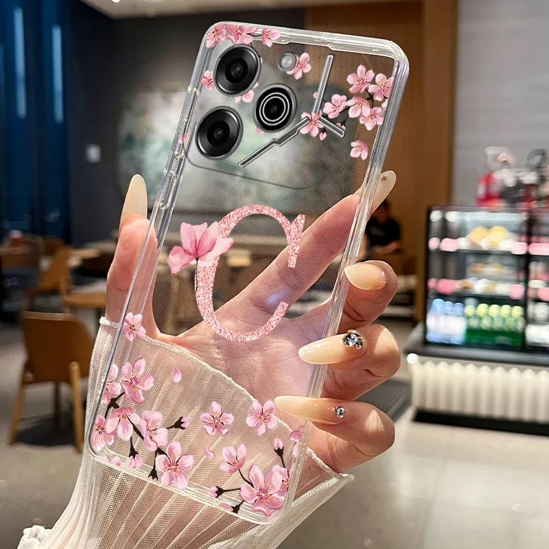 Floral Letter Transparent Slim Silicone Couple Phone Case
