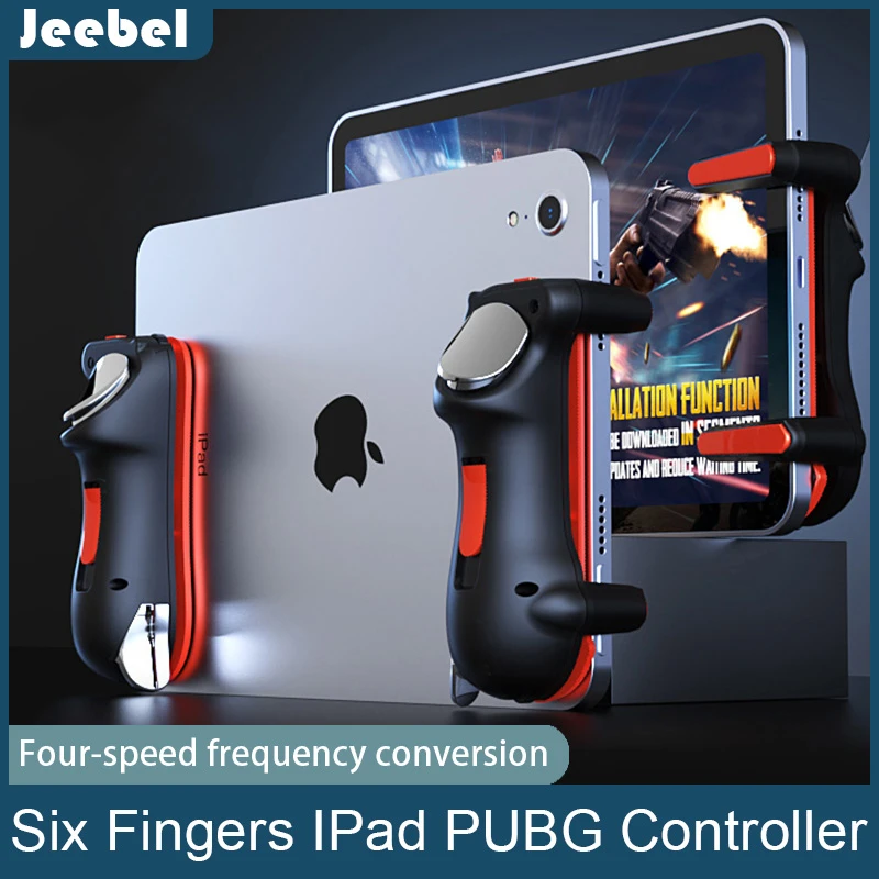 Six Finger Ipad PUBG Controller Capacitance Adjustable Mobile Game Trigger L1R1 Button Gamepad Joystick Grip Tablet Accessories