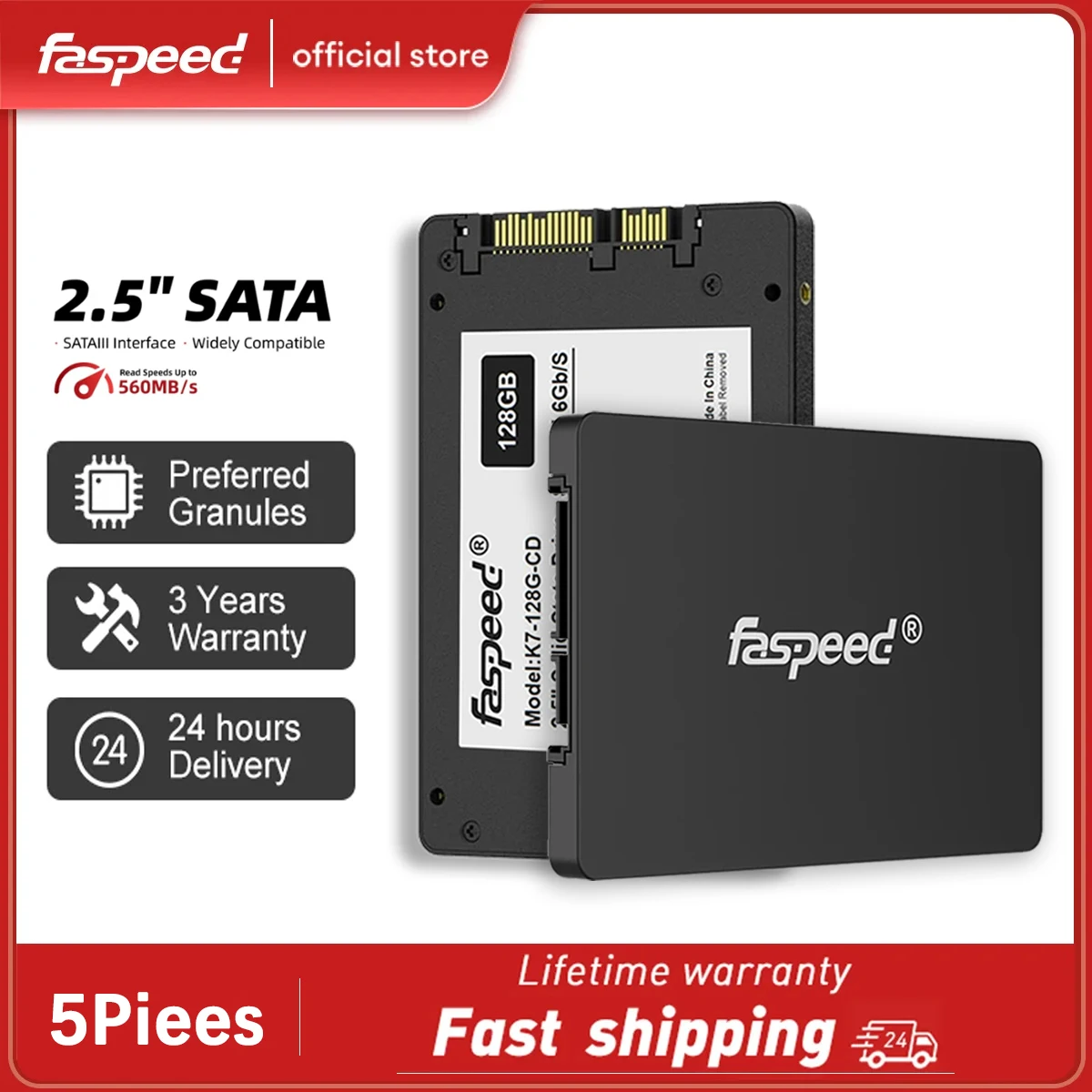 5 Pz Faspeed Sata3 Ssd 120Gb 128Gb 240Gb 256Gb 480Gb 512Gb Ssd 1Tb Hdd 2.5 Disco Rigido 2.5 "Unità A Stato Solido Interna 500Gb