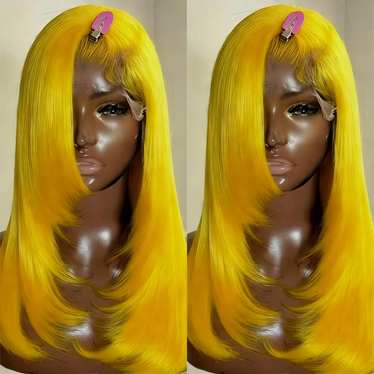 Yellow Straight Lace Front Wig Human Hair 13x4 HD Lace Front Wig Human Hair 200 Density Lace Front Wig Human Hair for Daily Wear 1