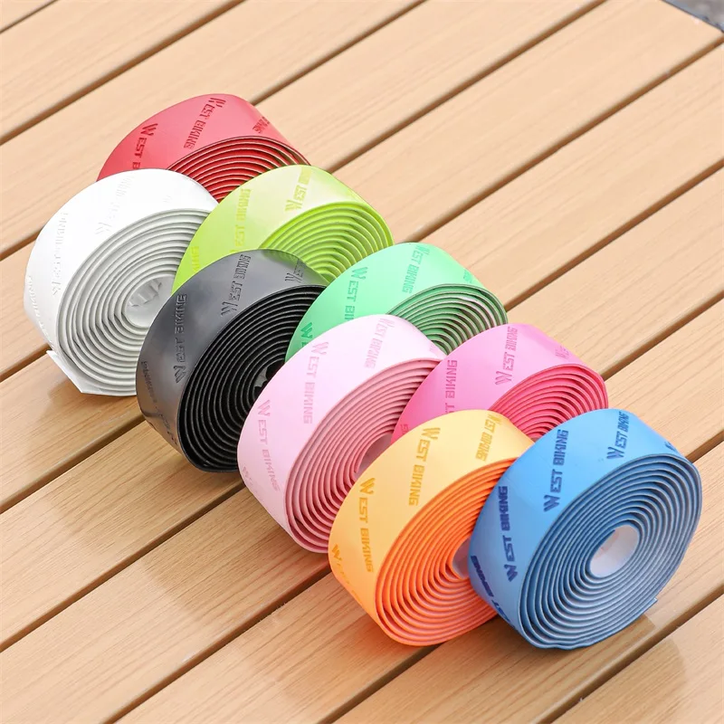 WEST BIKING Bicycle Handlebar Tape PU EVA Anti Slip Bike Bar Tape Multicolor Shock Absorption Handle Bar With 2 Plugs bike handlebar tape
