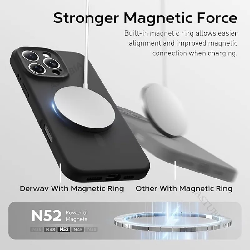Soft Wireless Charge Microfiber Magnetic Case for iPhone 16 15 14 13 12 11 Pro Max Plus Lens Protector Compatible Colorful Cover 4