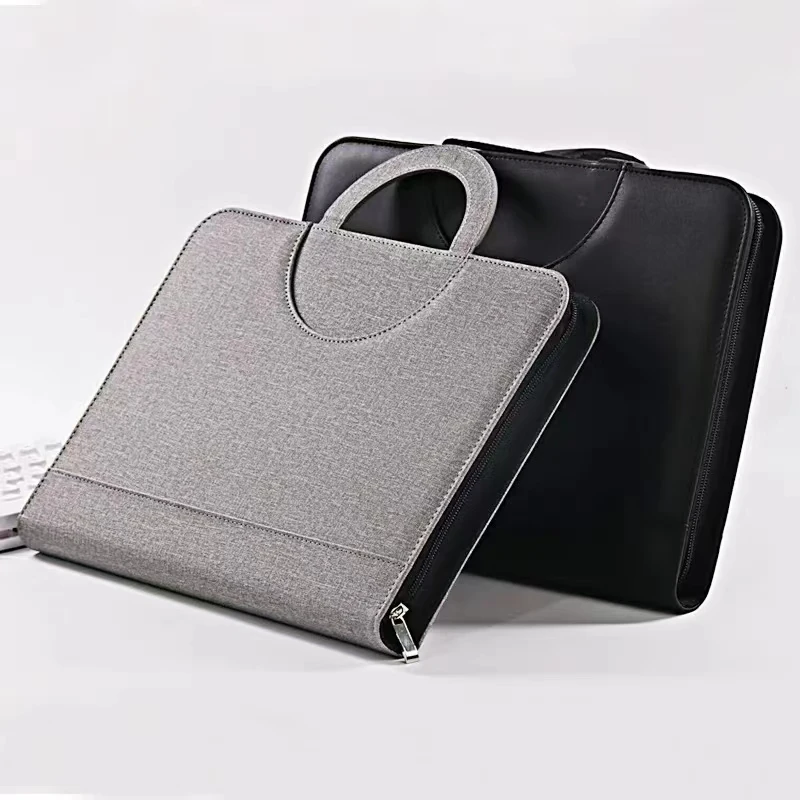 A4 휴대용 파일 폴더 계산기 바인더 주최자 관리자 사무실 문서 패드 서류 가방 PU 가죽 Padfolio 가방 사용자 정의