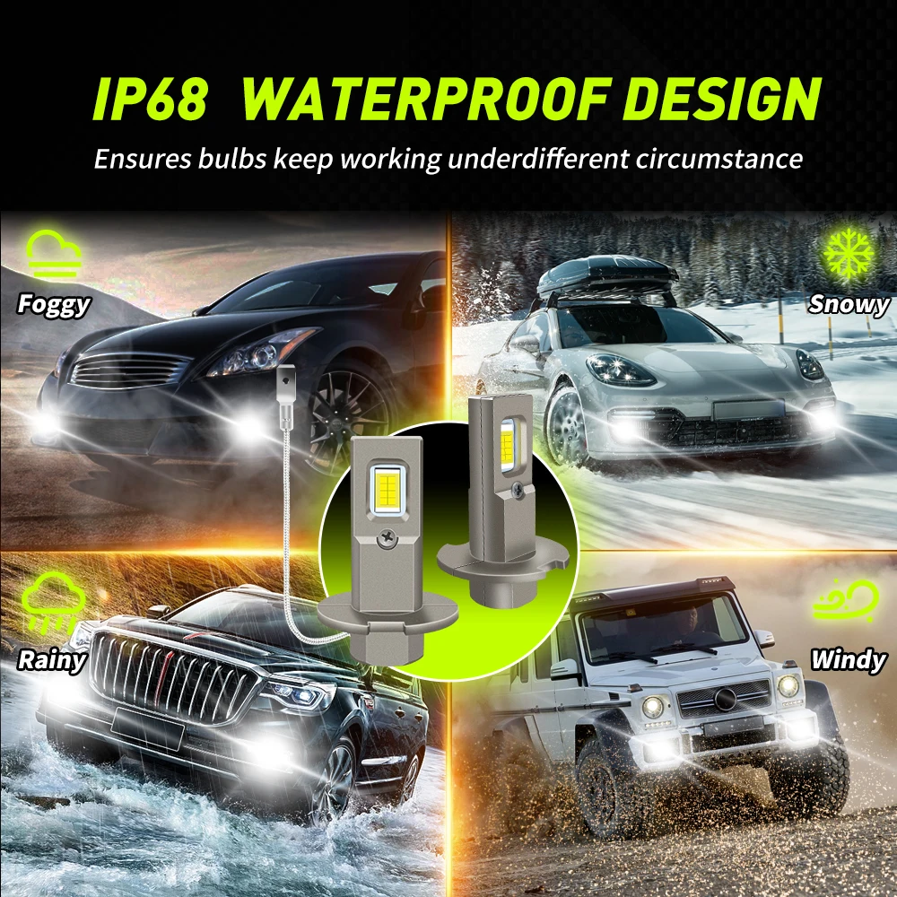 รูปสินค้า Super Bright LED H3 ไฟหน้ารถ Fanless 6000K 12V