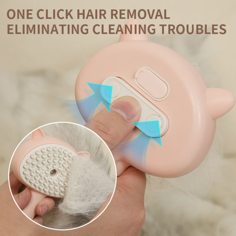 Pet Massage Comb USB Electric Self-cleaning Cat Steam Brush Cartoon Cat Long Handle Hair Remover Comb Dog Grooming Accessories 3