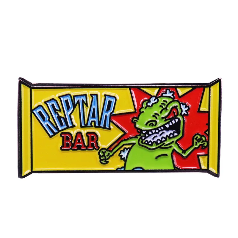 Reptar Bar Angelica Dinosaur Smalto Pin Halloween Candy Bar Creep Show Green Chocolate Bar Spilla Cartoon Anni '90 Kid Retro Badge