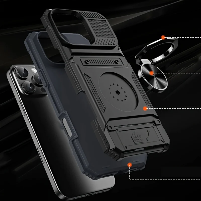 Durable Shockproof Stand Case with Card Slots and Heavy-Duty Protection