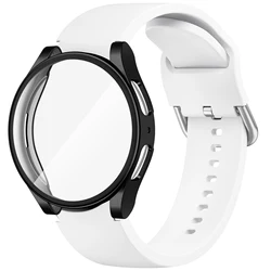Enhanced Protective TPU Case with Silicone Strap for Galaxy Watch - Premium 40mm/44mm Band and Screen Bumper Cover (White)