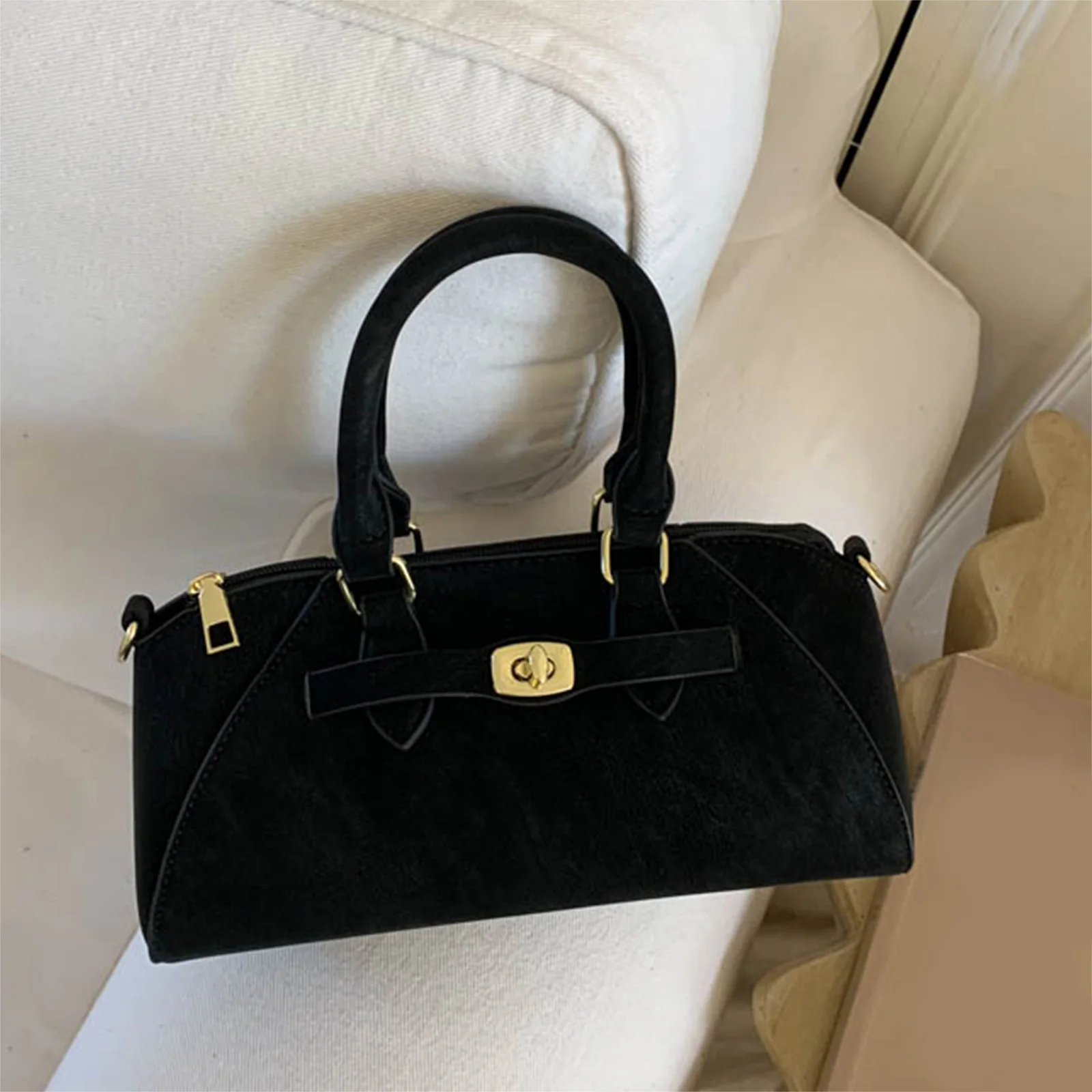 Crossbody Bag Solid Color Tote Handbag Underarm Bag Lightweight with Strap for Women Work Travel Fall