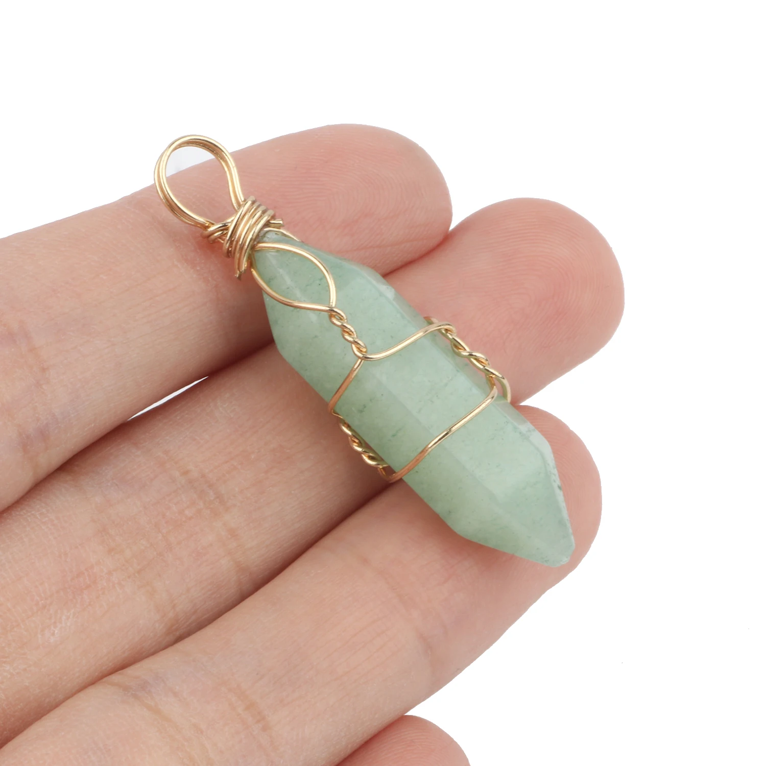 1PCS Natural Green Aventurine Jades Stone Beads Pendants Necklace