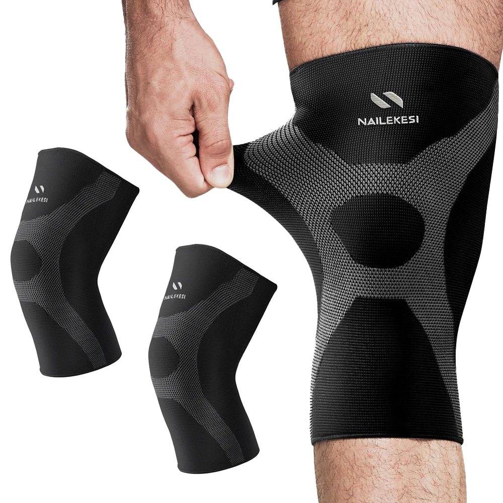 Genouillères Fines Unisexes Pour Sport - Noir Et Blanc, Tailles S à XXL