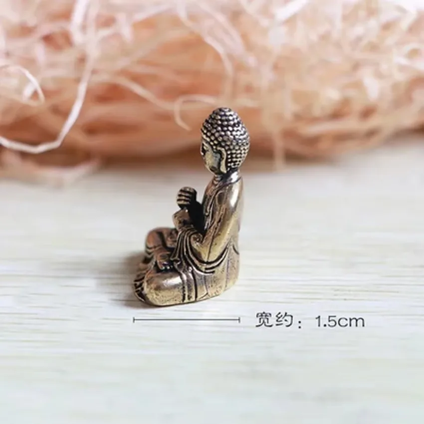 1 Pcs Home Office Desk Decorative Ornament Mini Portable Vintage Brass Buddha Statue Pocket Sitting Buddha Figure Sculpture