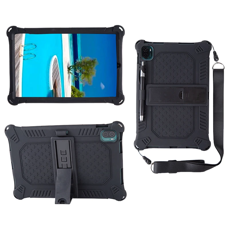 Shockproof Silicone Tablet Stand Cover with Soft Case and Shoulder Straps