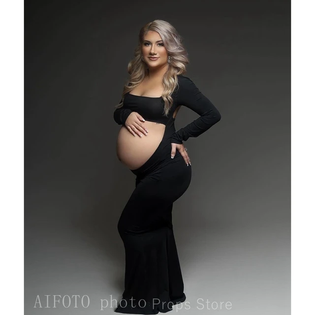 Maternity Photography Props Dresses Sexy Cut Out Front Open