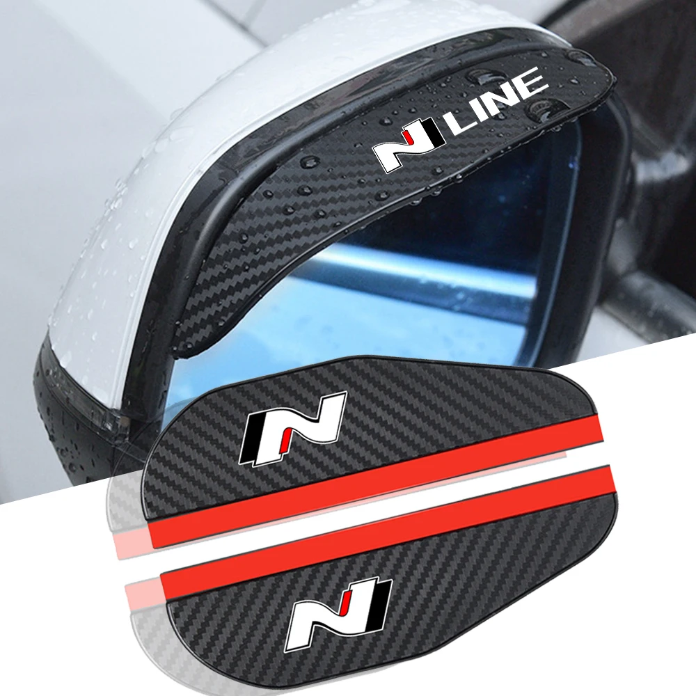2Pcs car accessoires Awnings Shelters Rearview Mirror Rain Cover Carbon Fiber Side For Hyundai N NLINE sticker Accessories
