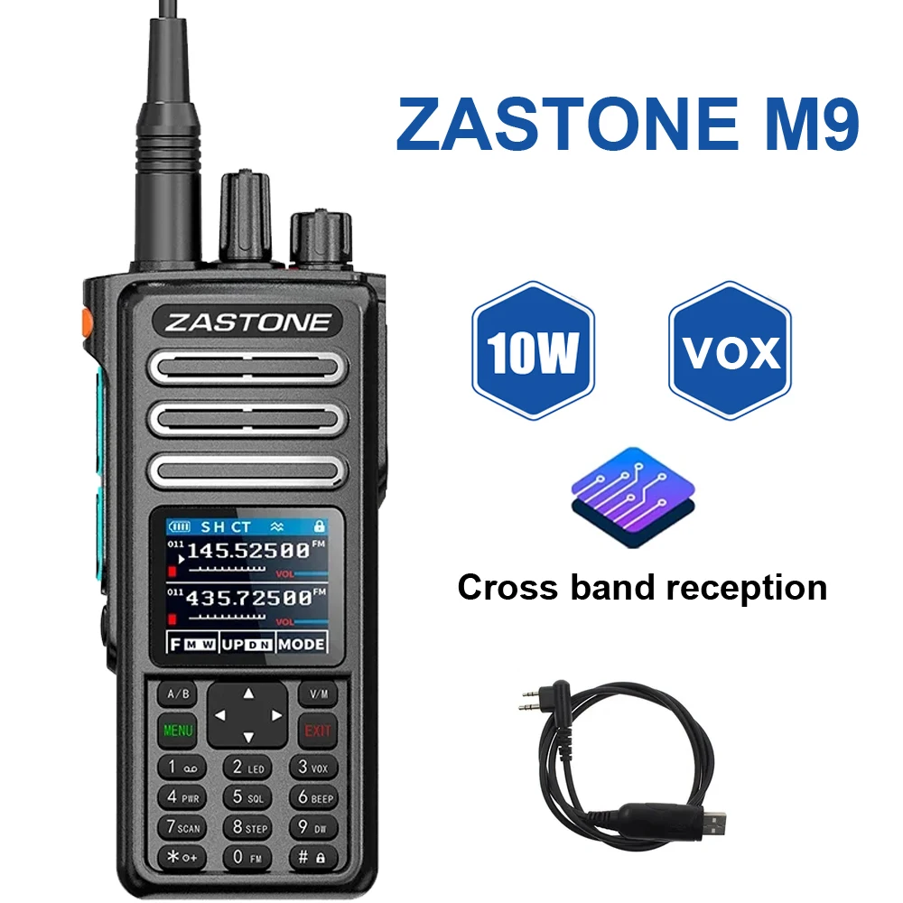 ZASTONE M9 10 Вт Air Band Walkie Talkie Type-C зарядка с беспроводной частотой копирования, полнодиапазонное Любительское радио