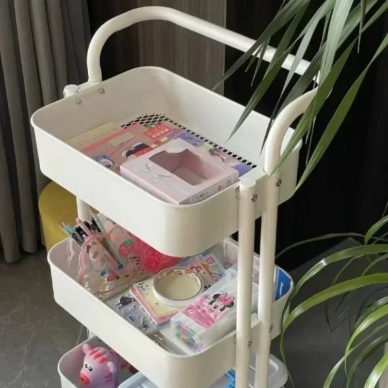 2/3/4-Tier Carbon Steel Trolley with Wheel Bar Kitchen Bathroom Bedroom Storey Snacks Storage Rack cart Makeup Organizer c