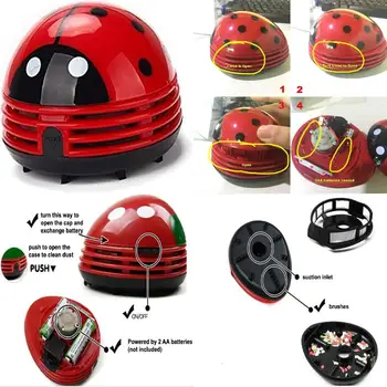 Ladybug Vacuum Cleaner - Mini Vacuum Cleaner Portable Corner Desk Vacuum Cleaner Mini Cute Vacuum Cleaner Dust Sweeper 1Pcs 1
