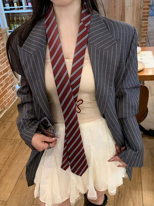 Long Skinny Plaid Waist Belt With Jeans Necktie Scarf