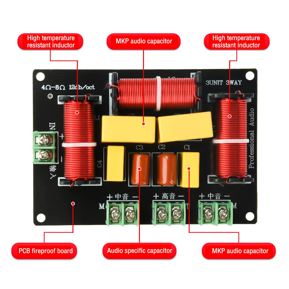 3방향 200W 5500Hz / 5300Hz 주파수 분배기 DIY 스피커 필터 회로 홈 시어터 Hifi 스테레오 오디오 크로스오버 필터