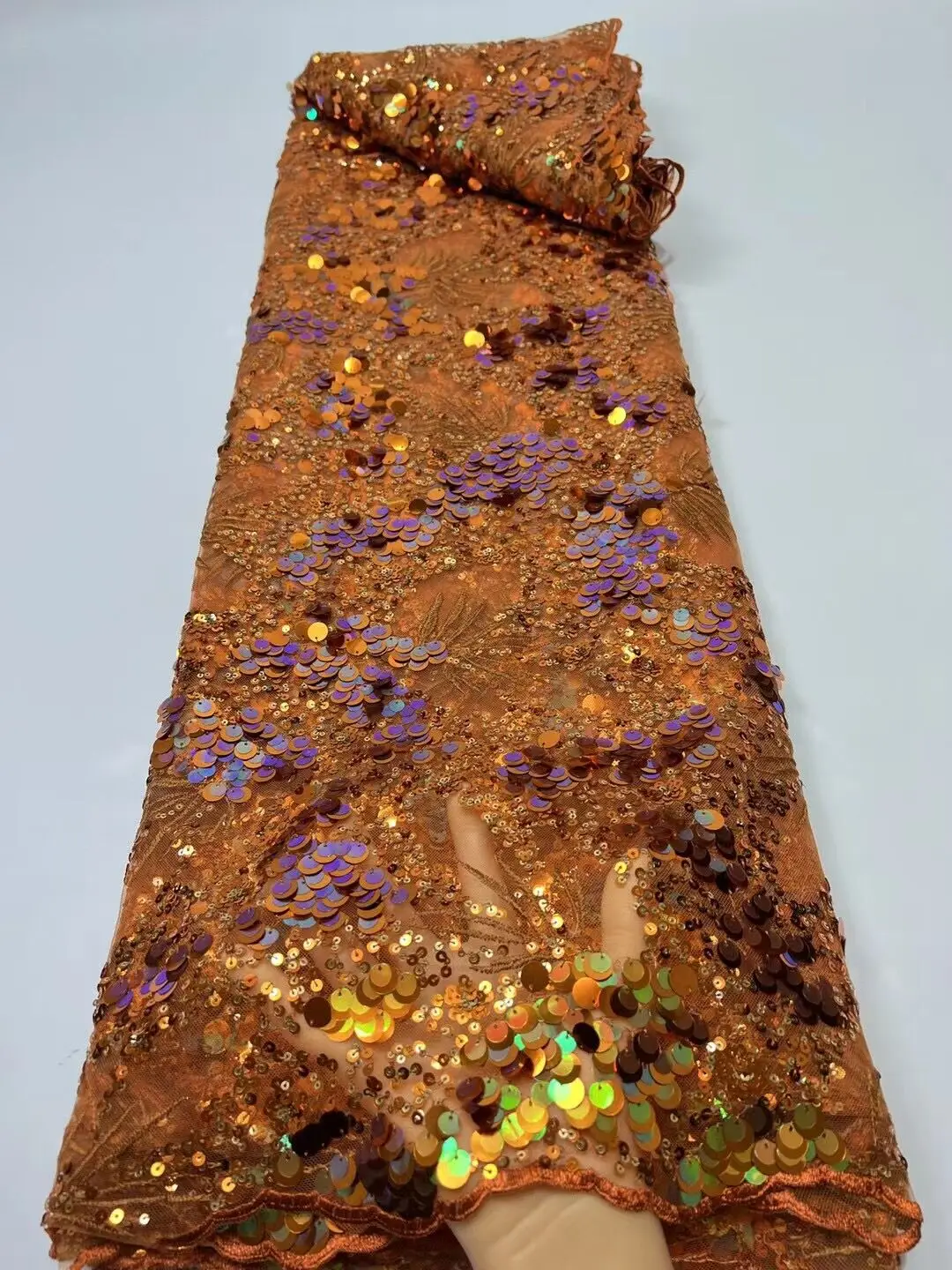 

high quality african lace fabrics with sequins S-1208281 Nigerian tulle lace fabric for wedding