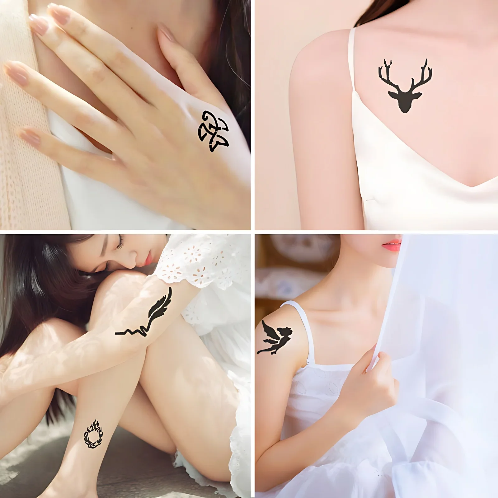 56-238pcs Henna Stencils For Painting Flower Letter Cat Butterfly Airbrush Tattoo DIY Glitter Set For Kids Women