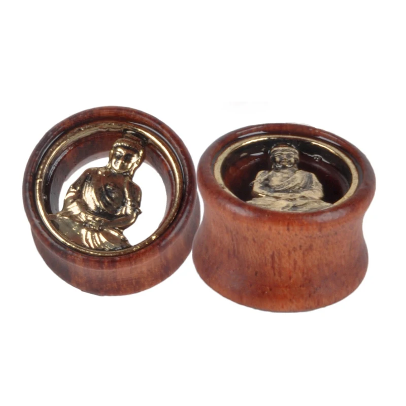 1 Pair Wood Ear Plugs Gauges Earrings Buddha Statue for Women Men Flesh Tunnel Expander Piericing Stretcher body piercing jewelry,piercing jewelry,body piercing earrings,ear piercing jewelry,body jewelry