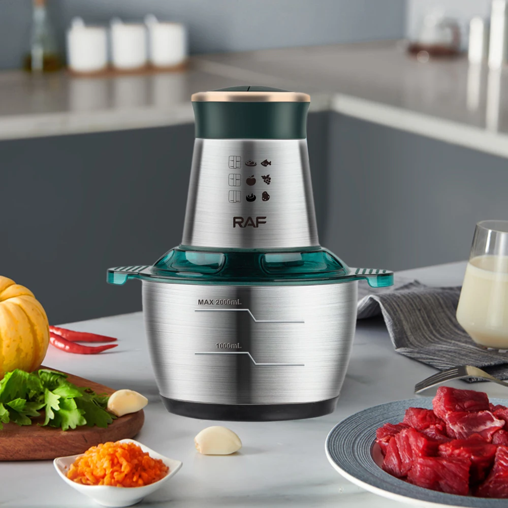 Electric Meat Mincer Grinder Stainless Steel Chopper 2L Food Processor Garlic Mud Maker Blender Large Capacity Kitchen Utensils 5