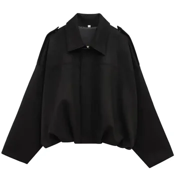 سترة نسائية ربيعية HXAO 2025 من جلد الغزال بسحاب ملابس خارجية فضفاضة عصرية عتيقة معطف أسود وأخضر ملابس خروج غير رسمية 4