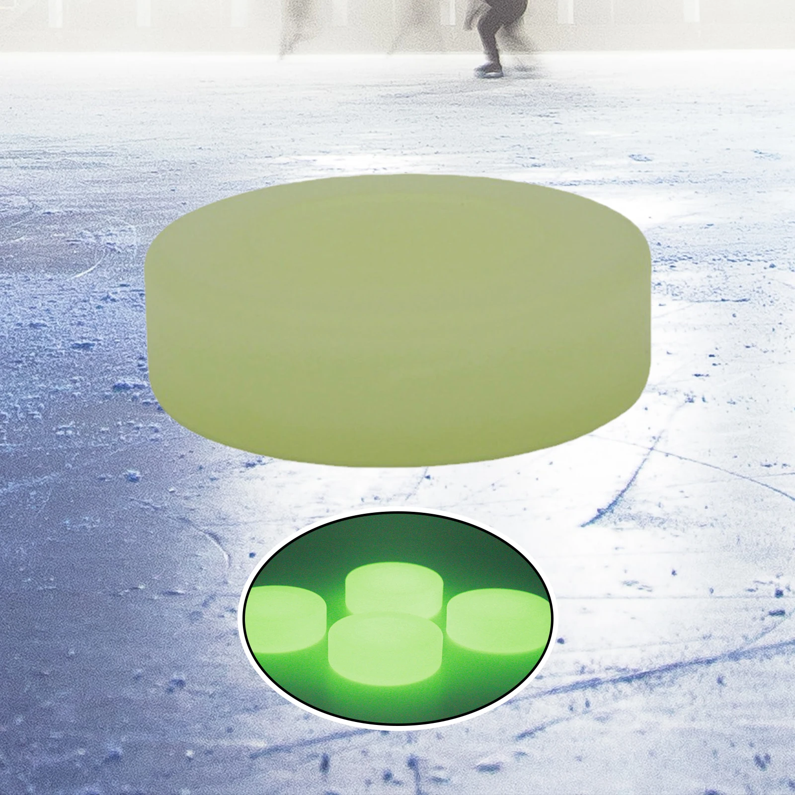 hockey puck Glow in Dark Outdoor Sports Diameter 2.83inch Party Green