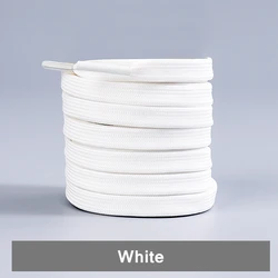 Black and White Flat Double Woven Anti - Slip Polyester Shoelaces for Sports and Casual Shoes (WHITE)