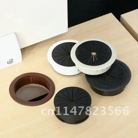 1PC 50/60MM Desk Table Cable Hole Cover PC Computer Desk Round Wire Tidy Grommet Desk Table Cable Fastener Clamp Buckle Line