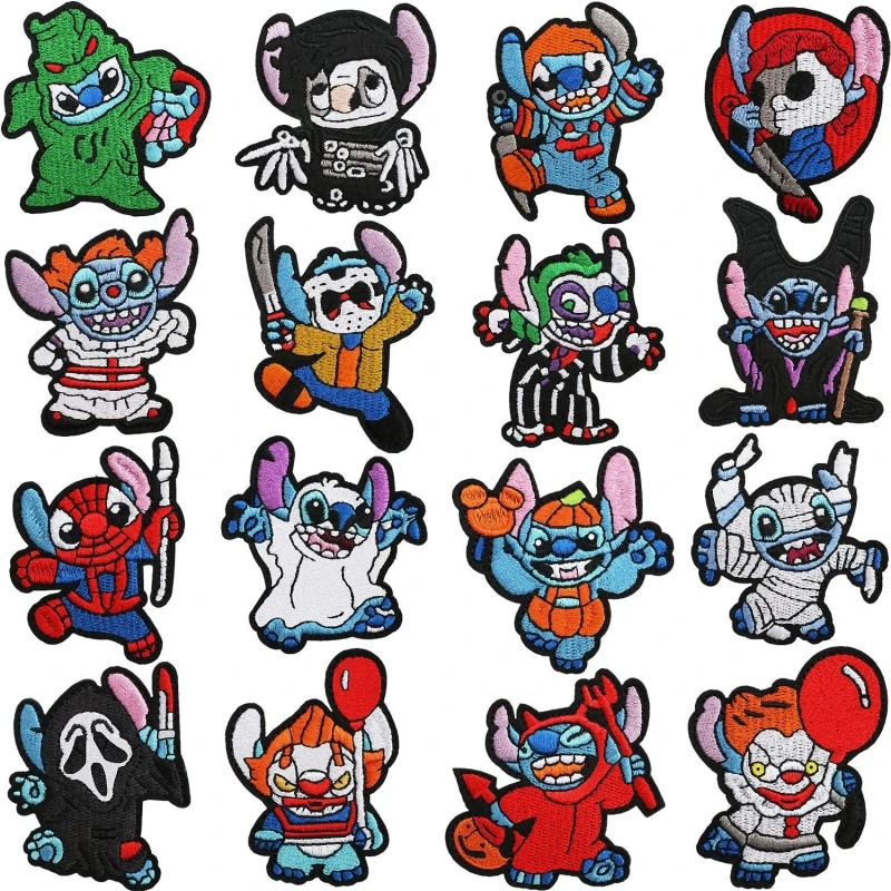 

Halloween Ghost Clown Patch for Clothing Iron on Embroidered Sew Applique Cute Fabric Badge Garment DIY Apparel Accessories