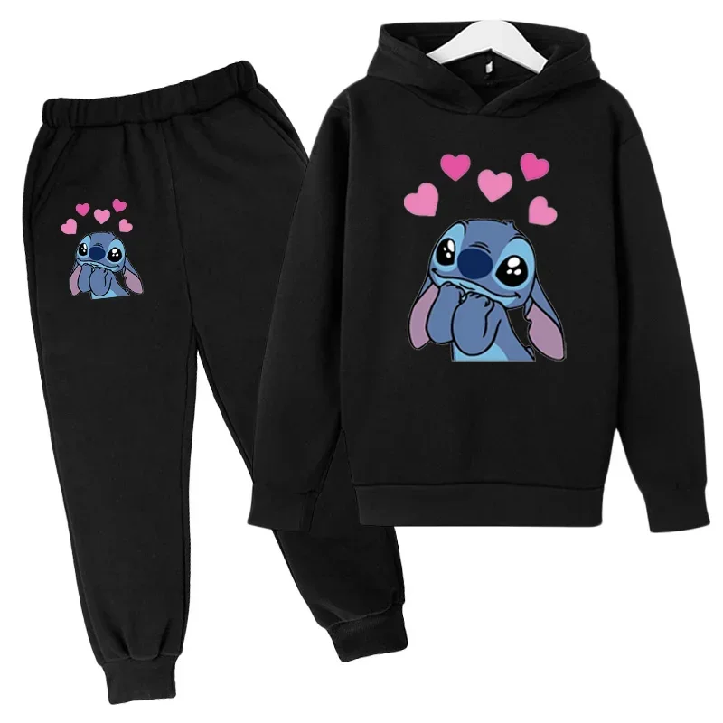 

Kids Stitch Clothes Suit Warm Sweater Girl Hoodies Pullover Sweatshirt Pant Winter Spring Girl Boy Tracksuit Children Sportswear