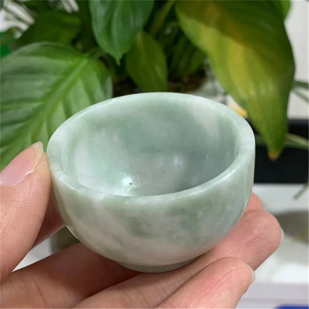 50mm Crystal Crafts Natural Green Jade Crystal Bowls Spiritual Reiki