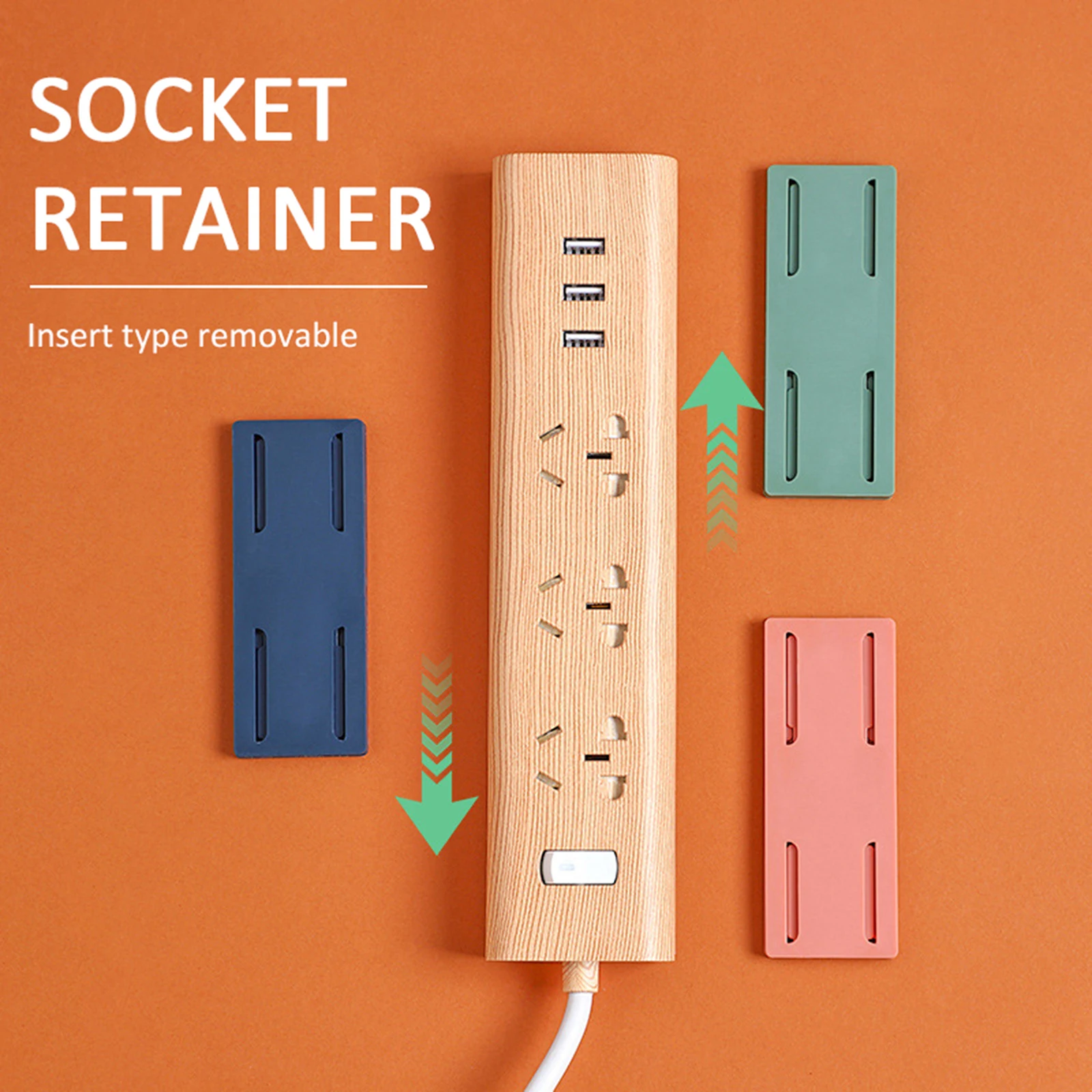Wall Mounted Socket Holder Fixer Patch Self-Adhesive Power Socket Strip Fixator Punch-free Plug Cable Wire Organizer Rack Socket Holder