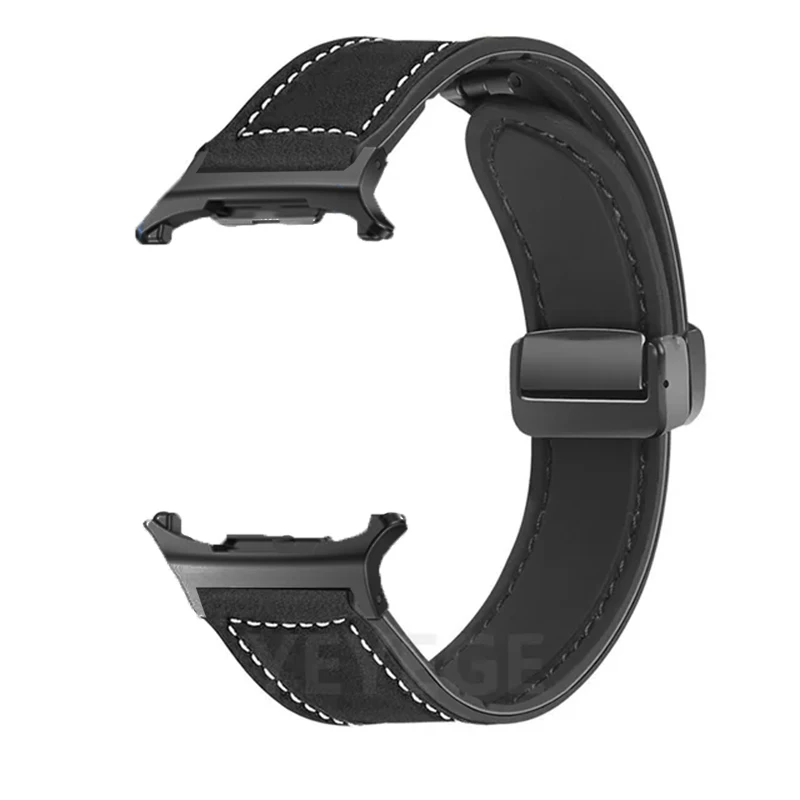 Magnetic Leather Silicone Bracelet Strap - Elegant and Gap-Free Watchband Design