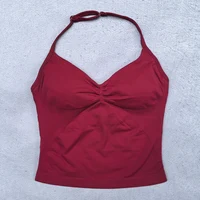 Haut de sport à bretelles réglable pour femmes, dos nu, soutien-gorge intégré, vêtements de Yoga, chemises sans manches, tenues d'entraînement, débardeur 3