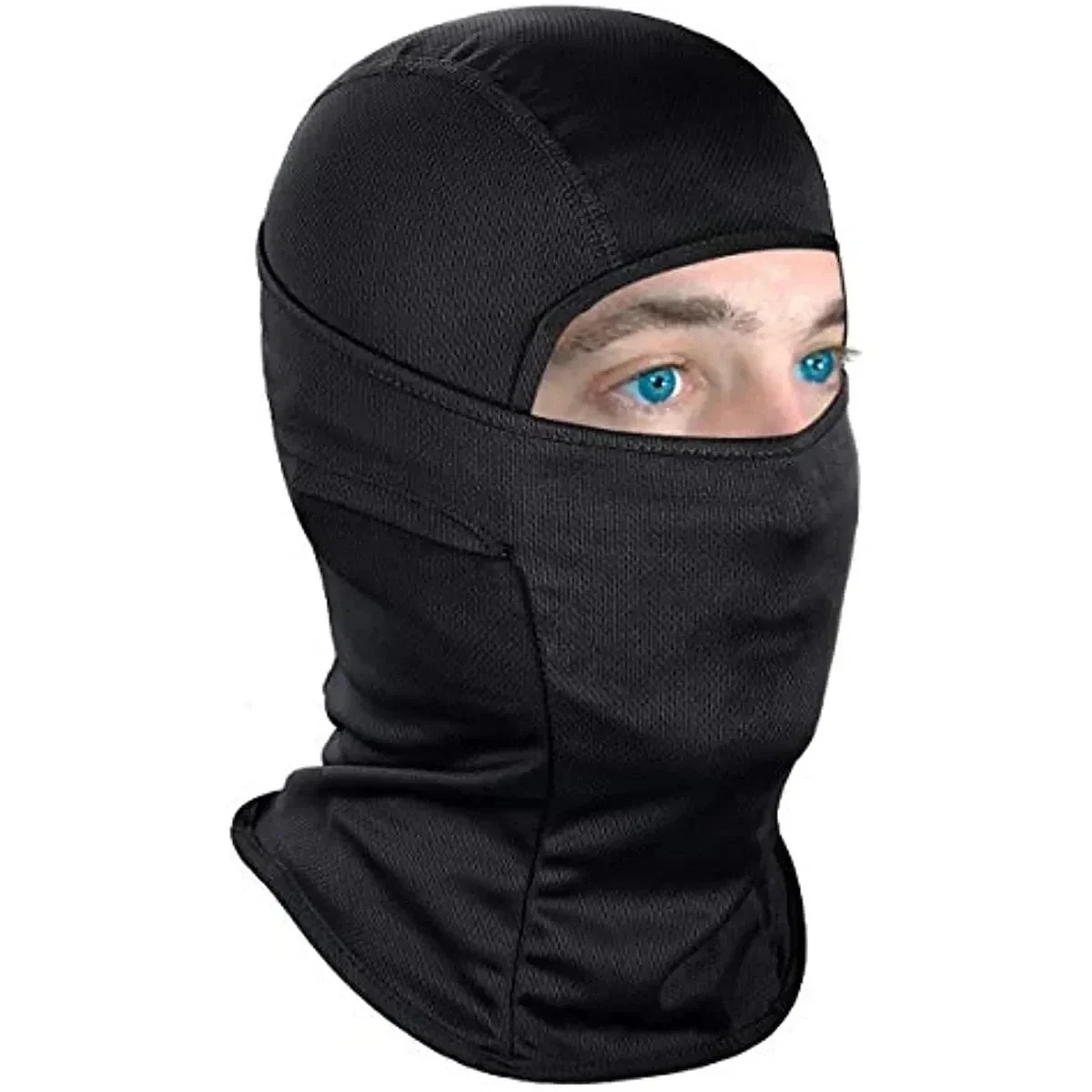 Schwarze Sonnenschutz-Sturmhaube – winddicht, staubdicht, atmungsaktiv, schnelltrocknend, Polyester-Gesichtsmaske für Outdoor-Fahrrad und Motorrad_voghion.com