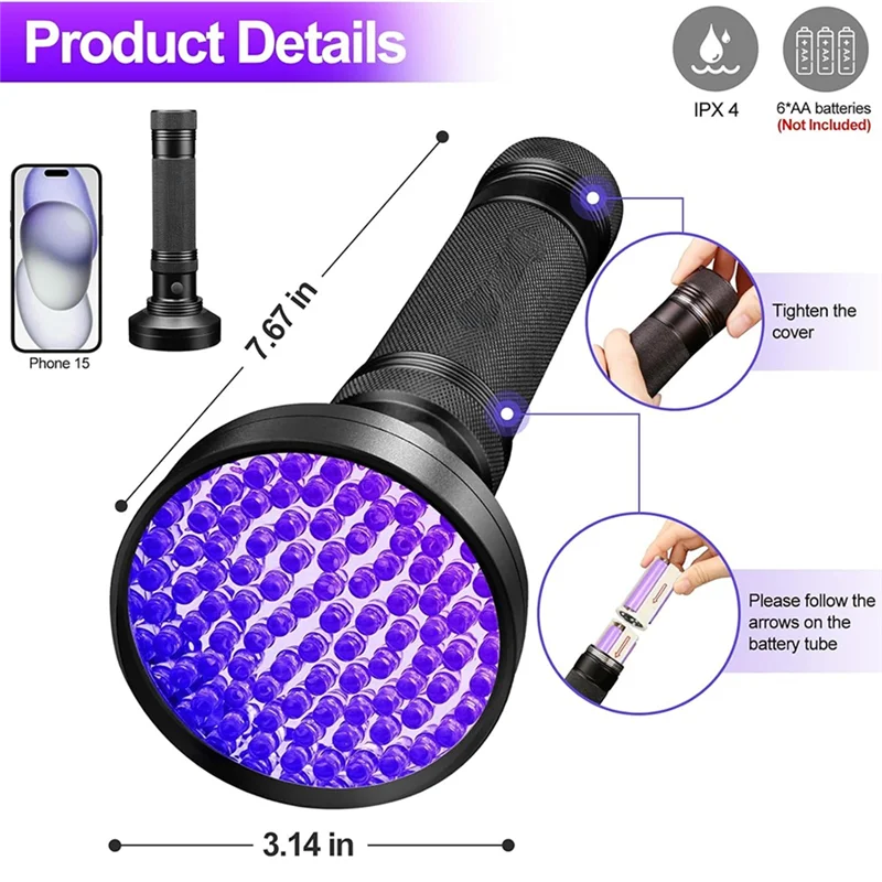 에어컨 누출 감지 감지기 100 LED UV 염료 자동차 AC 전문 자동차 도구