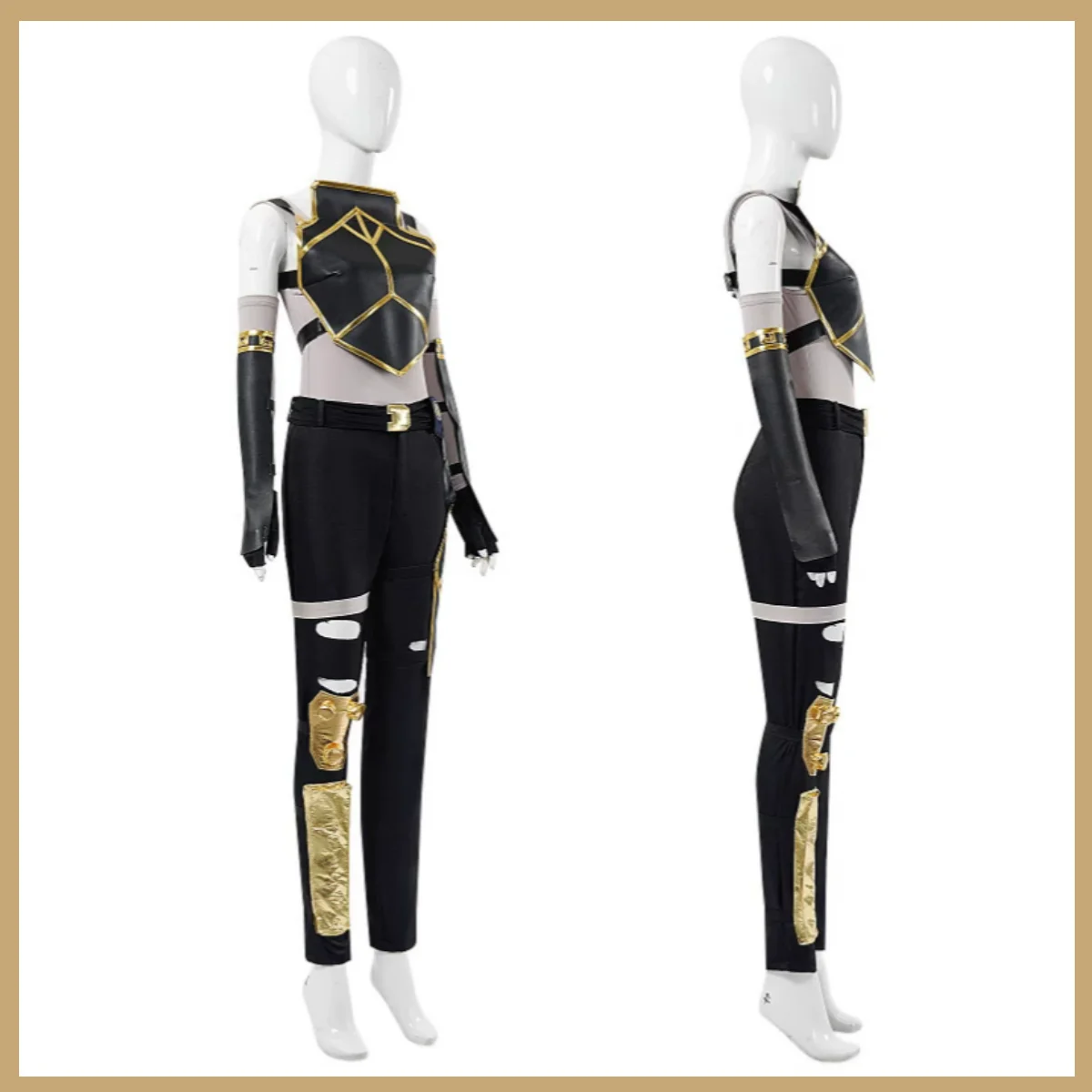 Arcane Vi Black PU Tops Uniform Cosplay Costume