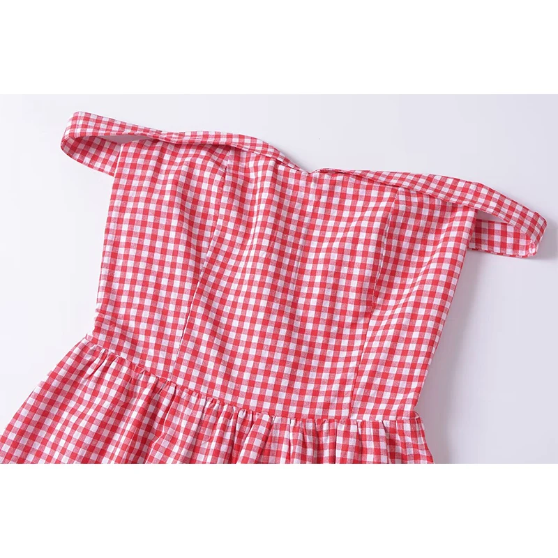 strapless open back dress ISMAE MAXI DRESS RED GINGHAM – Fayt The Label main image 1